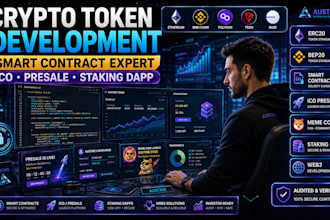 develop erc20 token bep2 meme coin smart contracts presale website or ico