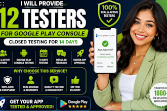 provide 12 testers 20 testers mobile testing google closed testing 12 testers