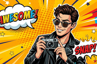 convert your photo to retro pop art potrait roy lichtenstein illustration style