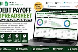 build debt payoff spreadsheet with finance dashboard and bugdget tracker