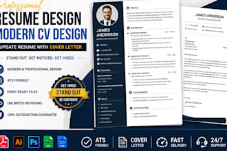 professional resume design, modern CV design, update resume with cover letter