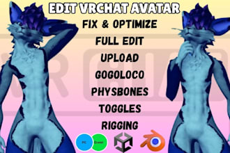 edit vrchat avatar, add toggles, physbones, rigging and optimization