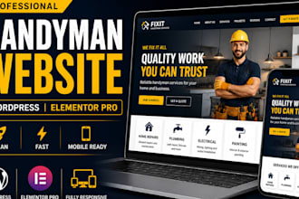 design handyman contractor or cleaning website using wix wordpress elementor pro