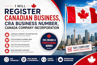register canadian business, cra business number, canada company incorporation