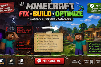 build and fix minecraft modpacks, convert forge to fabric and setup paper server