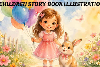 create watercolor illustrations for children book, kids picture book illustrator