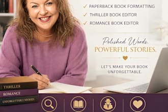 proofread, paperback book formatting, thriller book editor, romance book editor