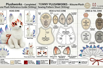 design custom plush sewing pattern stuffed animal blueprint oc ych tech pack toy