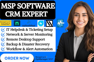 setup msp software ninjaone freshservice site24x7 splashtop opmanager nakivo crm