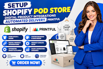 setup shopify pod store digital product integrations automated delivery printful