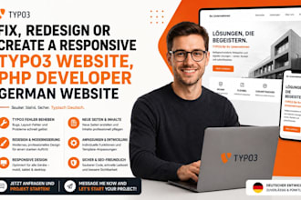 fix, redesign or create a responsive typo3 website, php developer german website