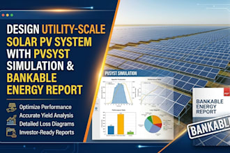 design utility scale solar pv system pvsyst simulation bankable energy report