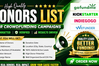 provide targeted  backer donor list kickstarter indiegogo gofundme wefunder