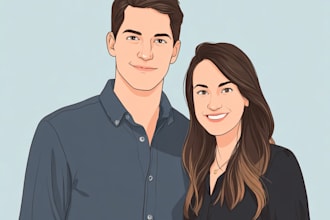 illustrate a fabulous couple portrait illustration