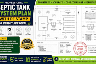 design septic tank system plan with pe stamp for permit approval