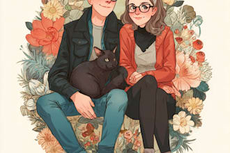 draw cute couple portraits