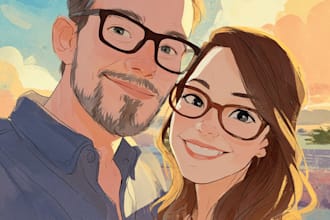couple portrait wedding portrait illustration