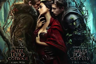 craft a mythical fantasy book cover with cinematic detail