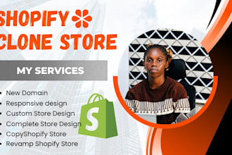 clone, copy, revamp, duplicate, ecommerce shopify store shopify website