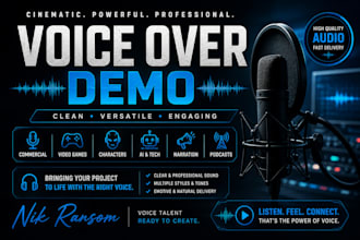 a semi deep male voice over