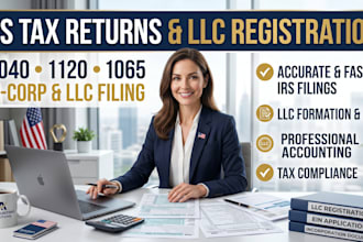 file US tax returns for corp and llc 1040, 1120, 1065, c corp, llc registration