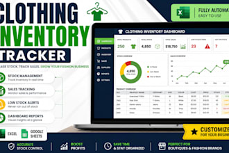 create a clothing inventory tracker with sales, stock dashboard on google sheet