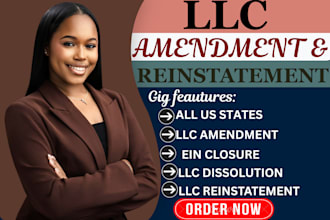 do llc amendment, dissolution, reinstatement, close ein all 50 states