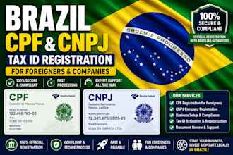 brazil cpf cnpj tax id registration for foreigners and companies