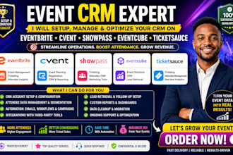 setup event entertainment CRM eventbrite cvent showpass eventcube ticketsauce