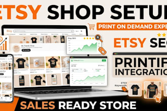 setup etsy shop, etsy SEO, printify pod, product listing and digital products