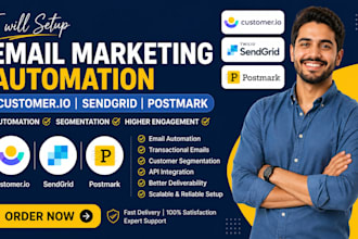 setup email marketing automation customer io sendgrid postmark segmentation