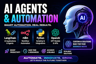 develop ai agents, langchain, n8n automation, and python ai automation apps