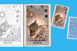 design tarot card, oracle zodiac card illustration rulebook and art nouveau