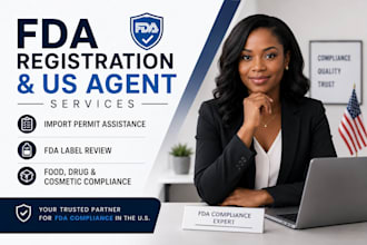 do fda registration, US agent, import permit, and label review for food, drugs