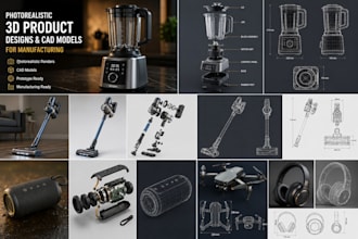 create photorealistic 3d product designs and cad models for manufacturing