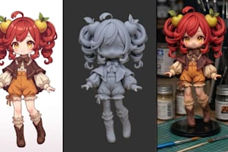 turn photo to 3d printable model stl sculpt 2d to 3d figurine character design
