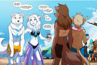 draw nsfw furry art, anime and manga comic, furry character style,  concept art