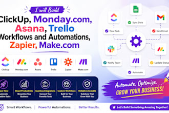build clickup mondaycom asana, workflows and automations crm, zapier, makecom