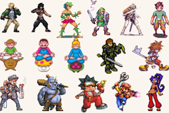 do pixel art character sprite sheet pixel animation video game assets for you