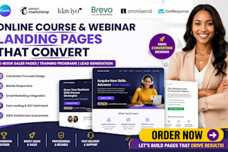 design online course webinar landing pages e book sales pages training programs