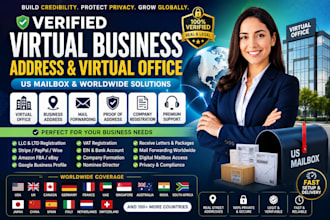 provide verified virtual business address, office and US mailbox