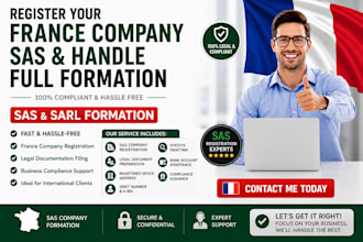 register your france SAS or sarl company and handle full formation