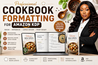 do cookbook formatting ebook, paperback on canva design for amazon kdp