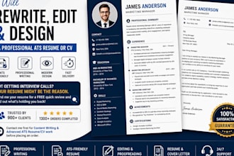 rewrite, edit and design a professional ats resume or CV