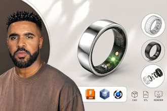 smart ring cad, wearable jewelry stl, fusion 360, keyshot render prototype files