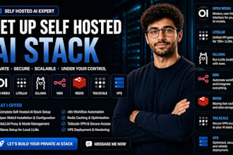 set up self hosted ai stack open webui litellm ollama n8n redis tailscale vps