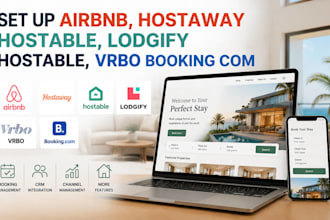 set up airbnb, hostawway hostable, lodgify hostable, vrbo booking com