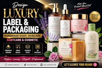 create modern handmade soap, skincare and cosmetic label design packaging
