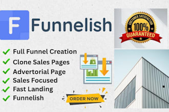 create funnelish landing page and advertorial page