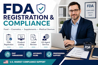 fda registration, listing, US agent service, and label review